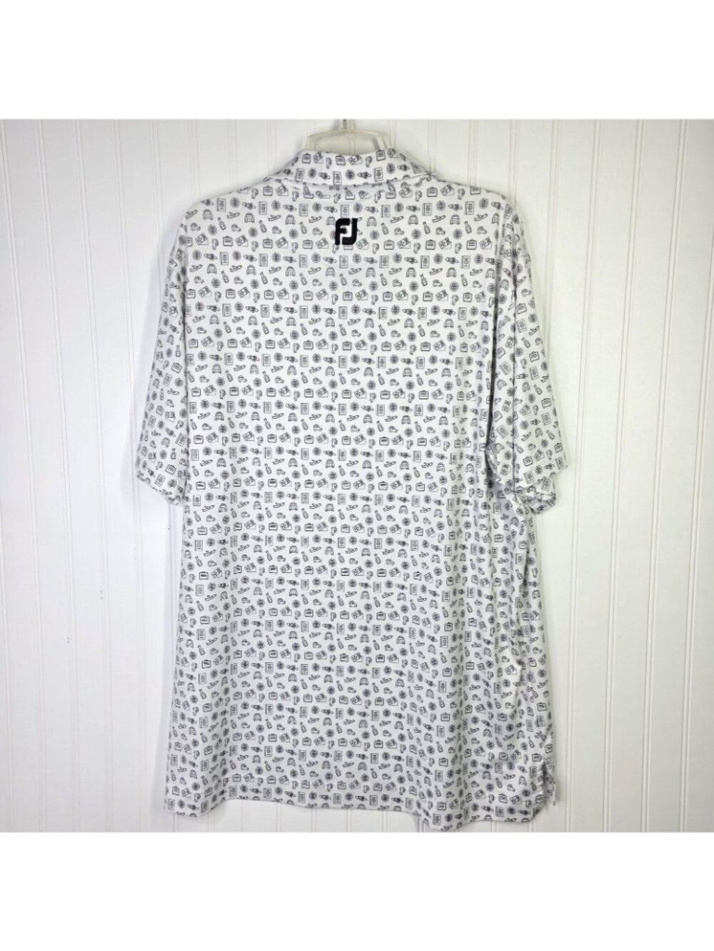 FootJoy Polo Shirt Mens XL White Travel Print Golf Stretch Lightweight Lisle - Picture 6 of 10